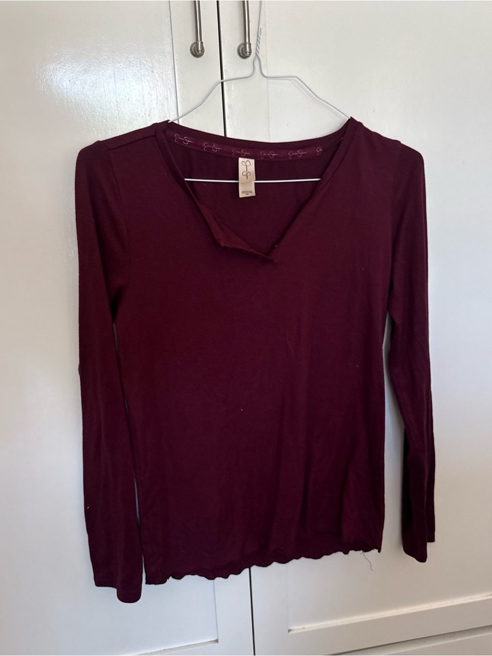 Jessica Simpson Burgundy V-Neck Long Sleeve Top